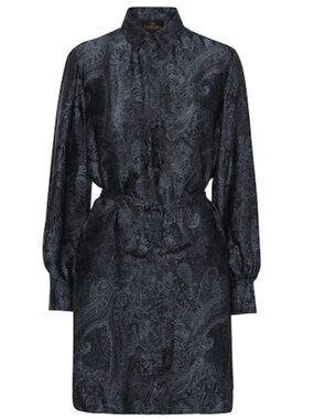 Karmamia Millie Dress Denim Deco Satin Mini Shirt Dress NWT Size S